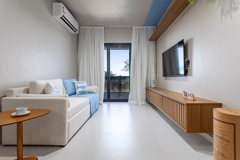 Novo Vista Mar com Varanda - Mobiliado e Decorado
