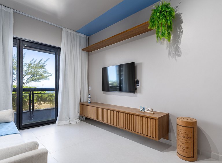 Novo Vista Mar com Varanda - Mobiliado e Decorado